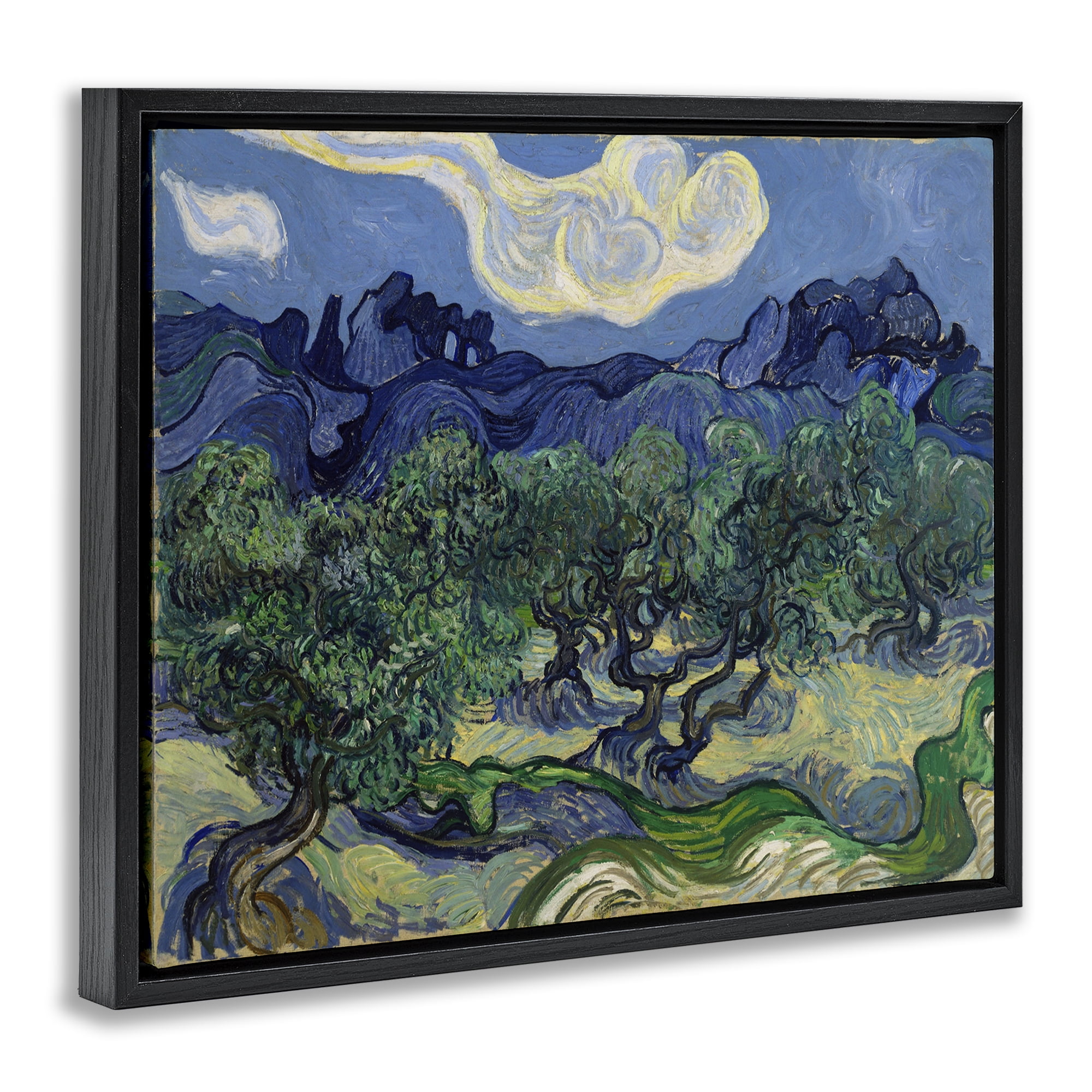 Stupell Industries Van Gogh Olive Trees Landscape Landscape & Nature Painting Black Floater Framed Canvas Art Print Wall Art, 21 x 17