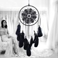 thumbnail image 3 of Campana de viento, pluma hecha a mano, atrapasueños bohemio ético, colgante de pared, decoración del hogar, adorno, regalo artesanal para festivales de boda, negro, 3 of 5