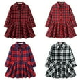 thumbnail image 4 of Esaierr Little Girls Plaid Shirt Dress for Toddler Kids Long Sleeve A-Line Princess Dresses Spring Autumn Casual Skirt 3-11 Years, 4 of 8