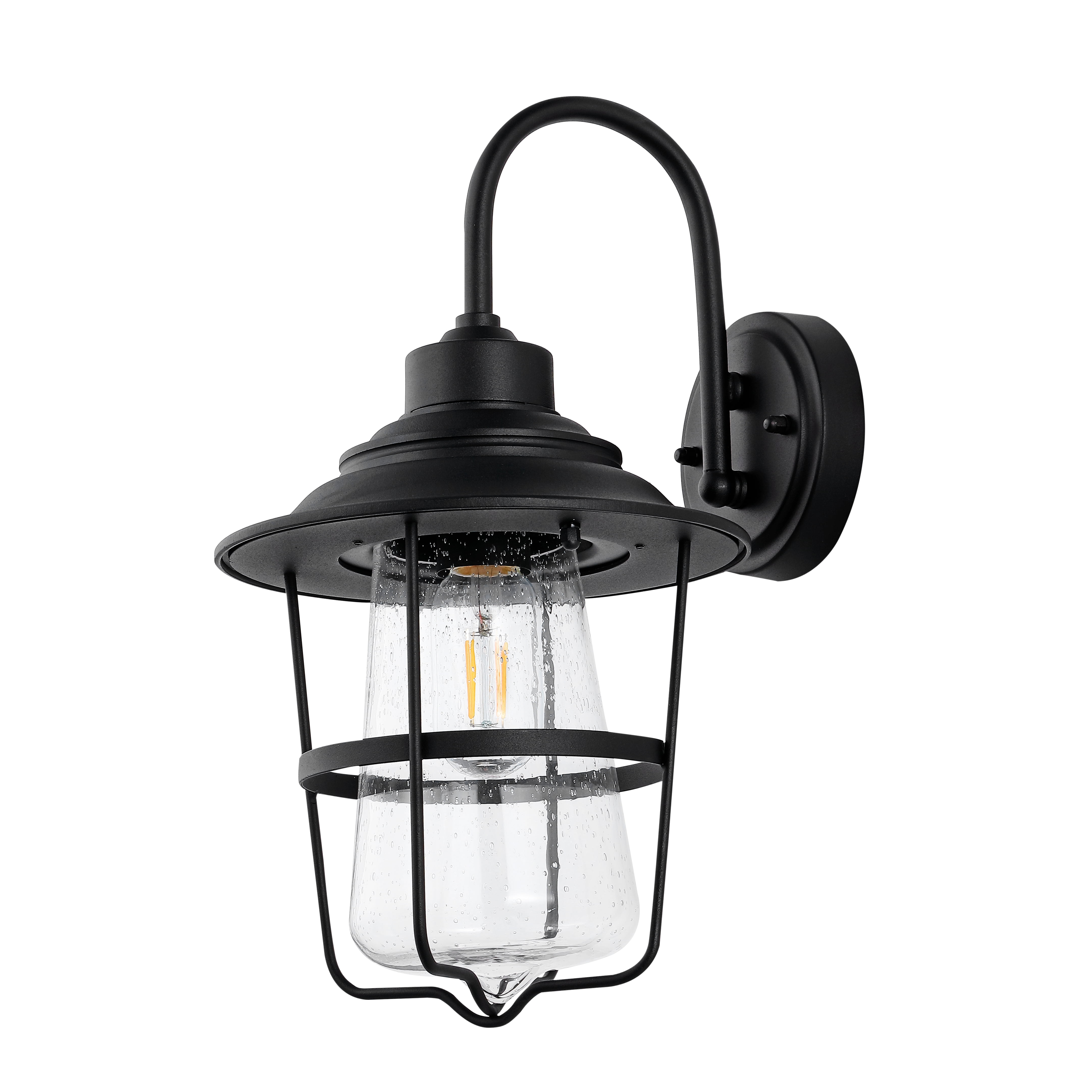 SAFAVIEH Penber LED Black Metal Wall Sconce with Clear Shade, Set of 2