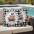 thumbnail image 5 of Christmas Animal Pillow Covers 2 Pack Farm Cow Pig Chicken Black White Plaid Pillowcase Waterproof Outdoor Throw Pillow Cover for Patio Garden Square Cushion 20”x20”, 5 of 9