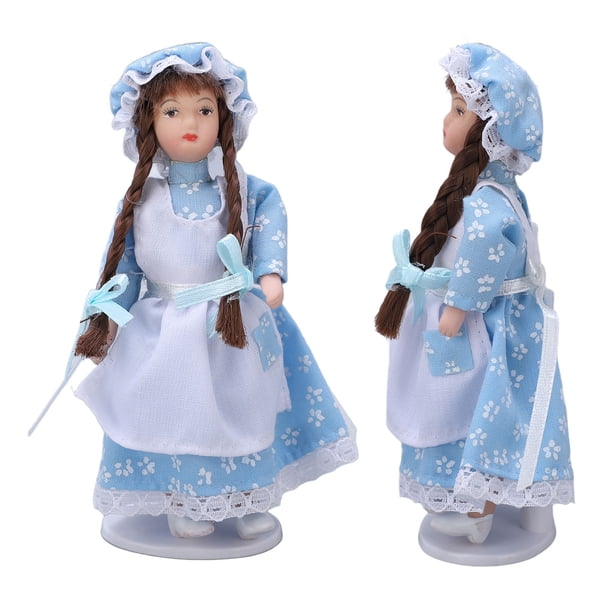 Figuras De Niña De Casa De Muñecas, Articulaciones Flexibles, Muñeca De Casa De Muñecas, Hermosa, Interesante, Extraíble, Niña En Azul Con Capucha Y Trenzas, Multiusos Para