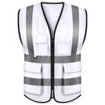 thumbnail image 1 of GOGO 5 Pockets High Visibility Zipper Front Breathable Safety Vest with Reflective Strips, Uniform Vest-White-L, 1 of 7