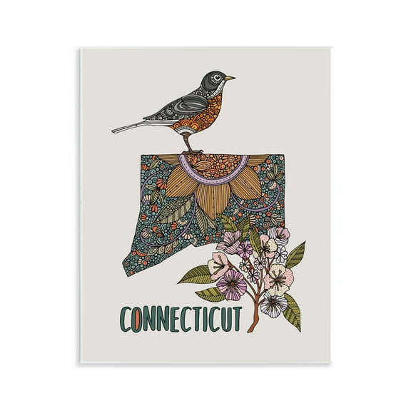 Stupell Industries Floral Connecticut State Botanical & Floral Painting Unframed Art Print Wall Art, 11 x 14