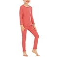 thumbnail image 2 of Lenpel Thermal Underwear Set for Toddler Girls Soft Warm Ruffle Long Sleeve Base Layer Top Bottoms 2 Pcs Clothing Set, 2 of 7