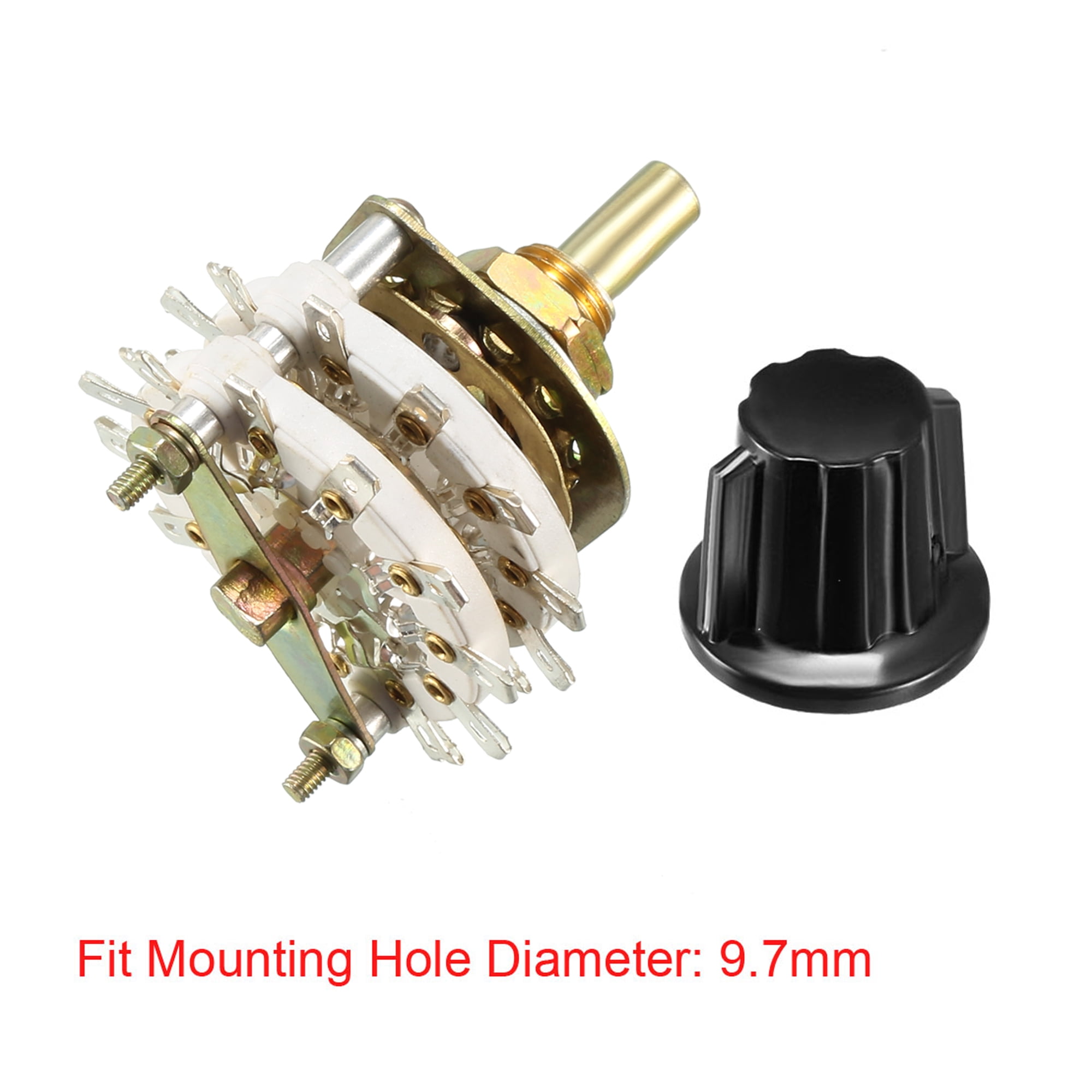 Uxcell 4P5T 4 Pole 5 Throw Rotary Switch With Knob - 2 Deck Band Channel Selector For Radios, CNC Controls & Electronics
