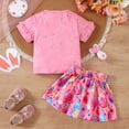 thumbnail image 6 of Kiijoy Toddler Girls Easter Outfits Cute Ruffle Short Sleeve T-Shirt Skirt Set, Sizes 1-2T, 6 of 8