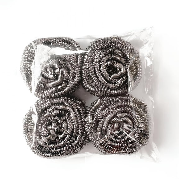 ACDANC Steel Wool Brush,Kitchen Stainless Steel Wire Metal Pan Brush 4 Pieces,Clear,Kitchen Cleaning Supplies