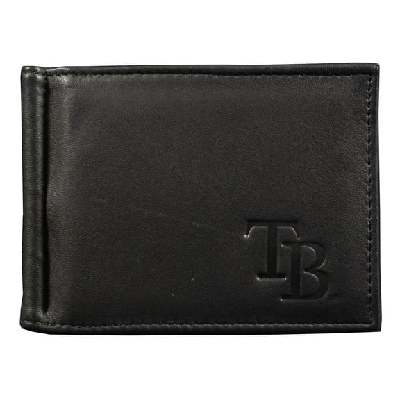 Tampa Bay Baseball Rays RFID Blocking Shield Black Leather Money Clip Style Wallet