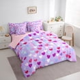 thumbnail image 3 of Manfei Dreamy Love Heart Bedding Comforter Set 7-Piece for Kids, Purple King Bedding Sets, Cartoon Princess Theme Reversible Bed Sheets, Breathable Home Decor, 3 of 7