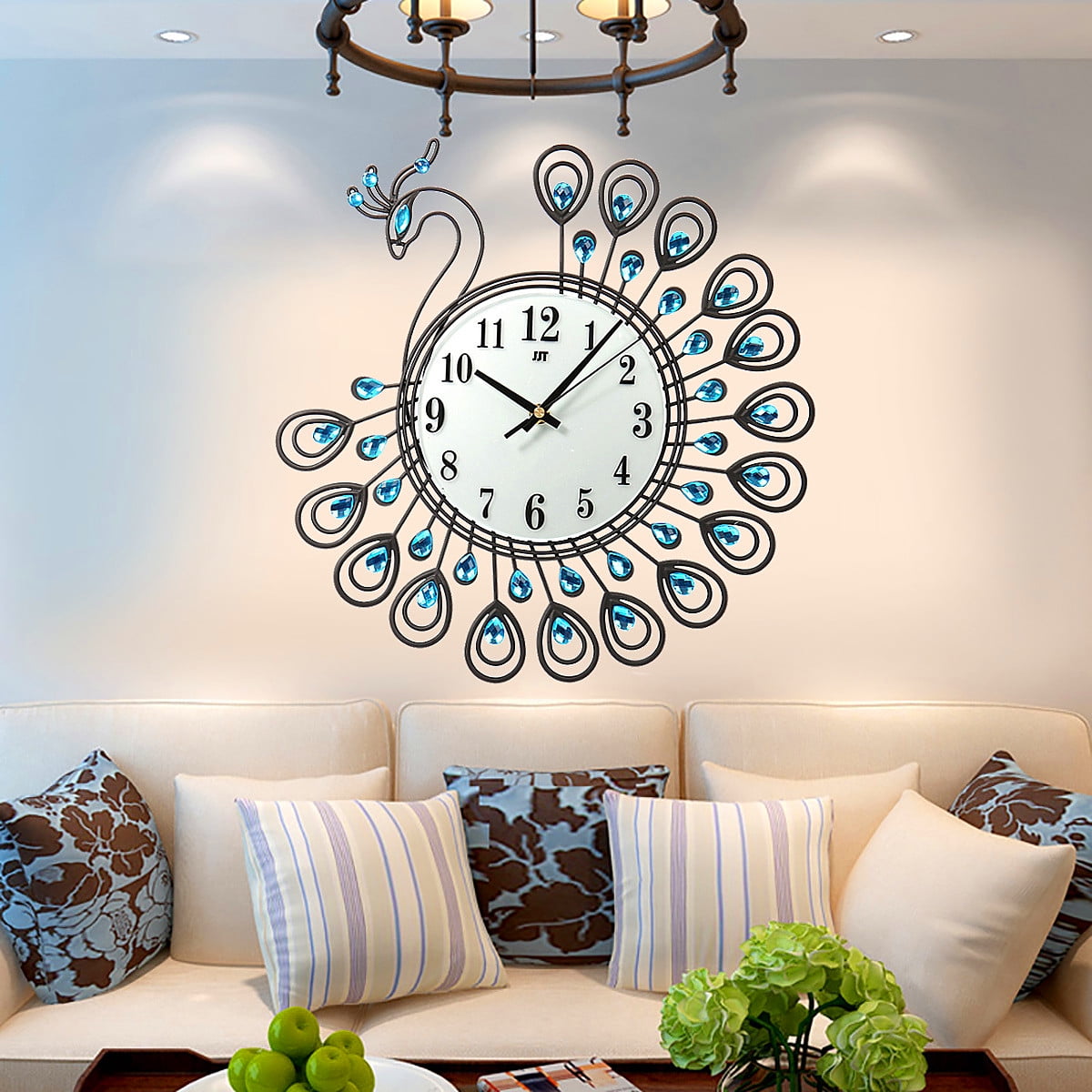 Modern DIY Non-Ticking Wall Clock Kit with Bling Diamond Home Office Room Decor 