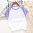 thumbnail image 5 of Odeerbi Kids Boys Girls 2 PCS Raglan Shirts Cotton Baseball Tee Short Sleeve T-shirts Soft Basic Tees Kids Solid Color Summer Shirt Top Kids Clothes Purple, 5 of 5