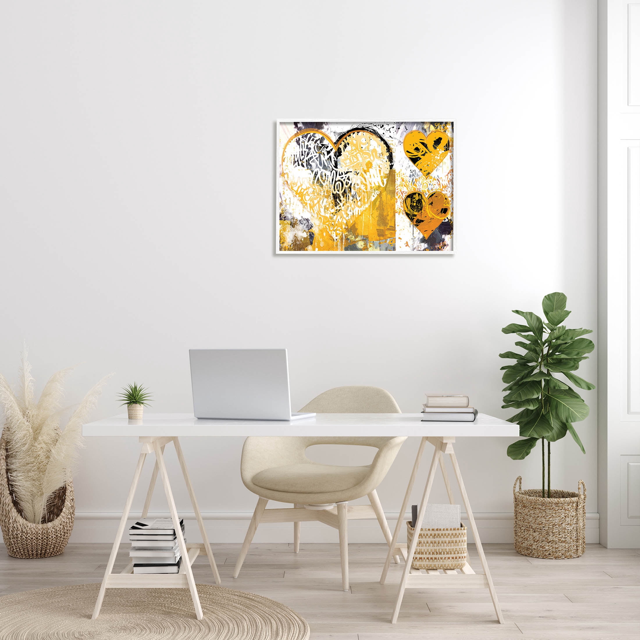 Stupell Industries Urban Paint Drip Graffiti Heart Shape Graphic Art White Framed Art Print Wall Art, Design by Porter Hastings