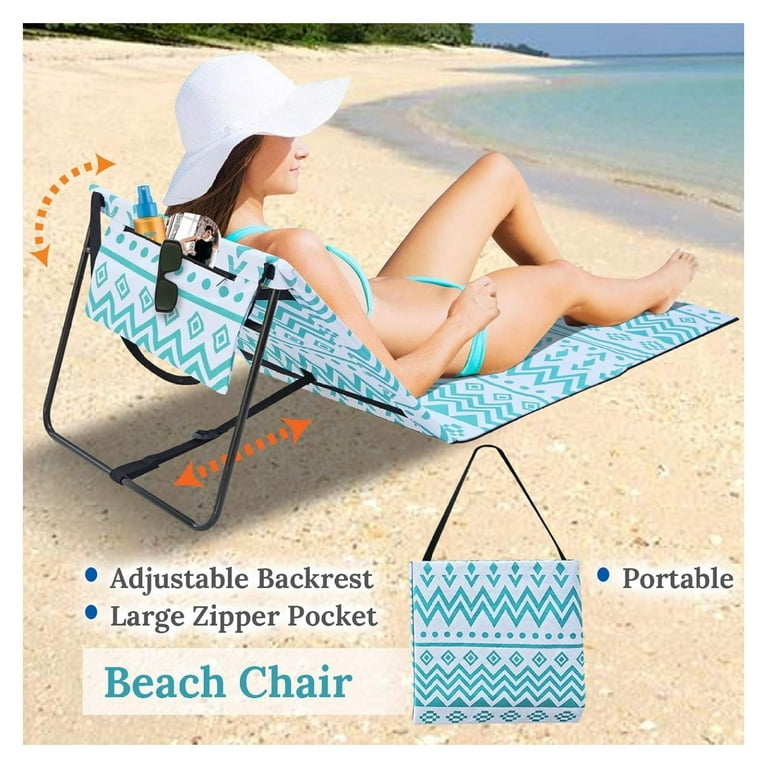 Zhongpeng Outdoor Portable Lounge Chair Beach Reclining Lounger Chair Ground Mat Beach Pool Stripe Walmart