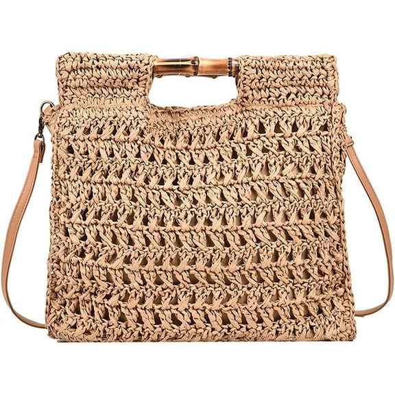NANAHuang Casual Straw Handbags for Women Shoulder Crossbody Bag Large Hobo Tote Purse Summer Beach Woven Satchel Vacation