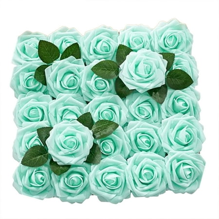

TWCTUWEN Flowers for Cake Gift Box 8cm Rose Rose Plus Leaf Belt Rod 25 Flowers Packed Pe Rose Head Wedding Chandelier