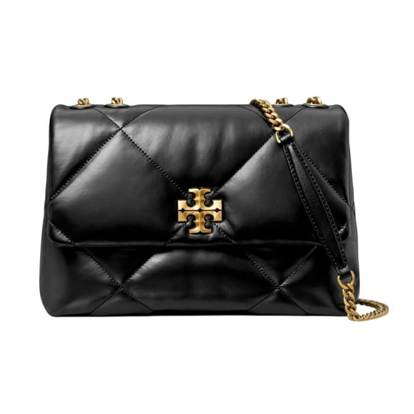Bolsa Crossbody Tory burch Kira color negro con doble asa dorada