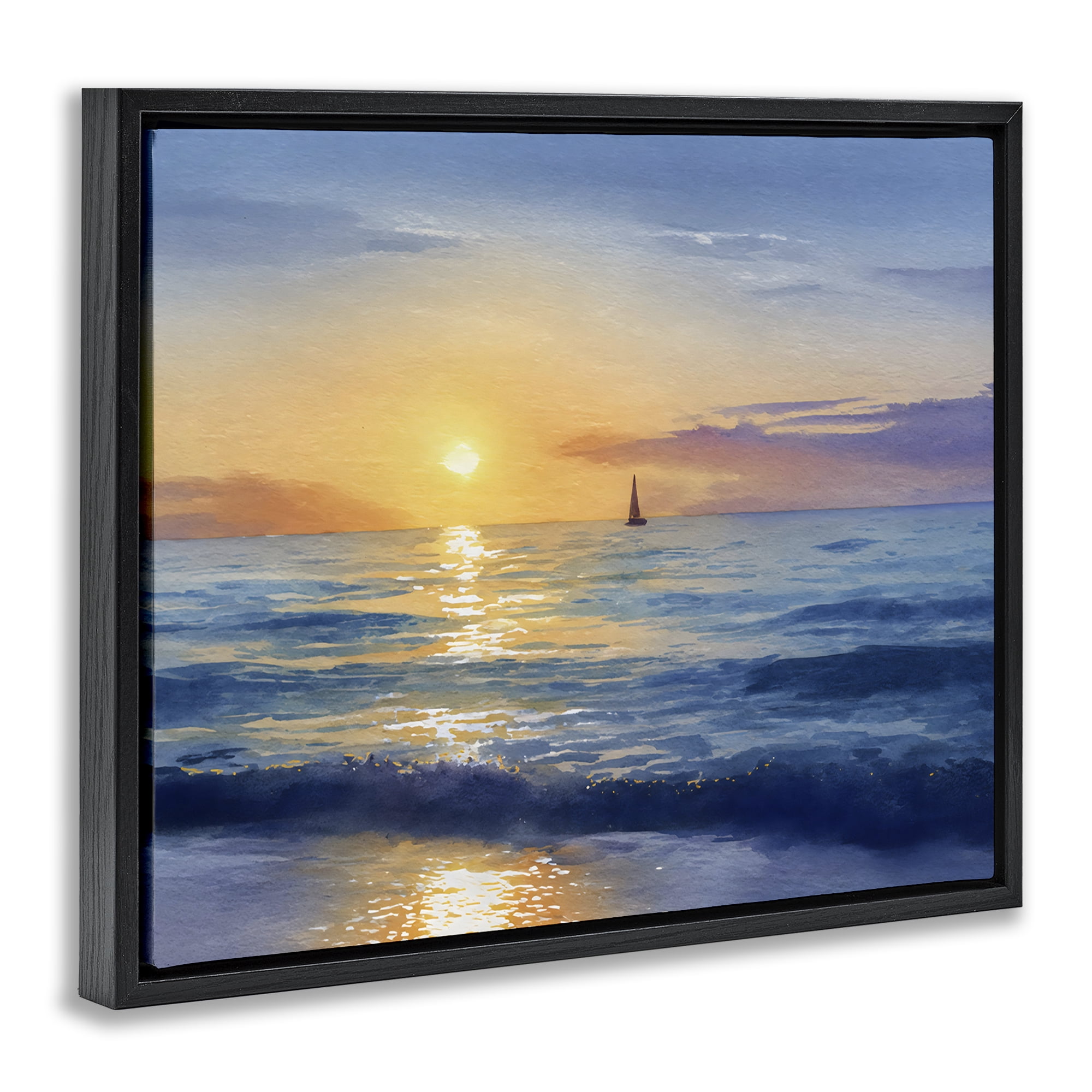 Stupell Industries Sails To The Sun At Sea Black Framed Floater Canvas Wall Art, design by Franklyn Gregory