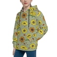 thumbnail image 2 of Kdxio Sage Green With Sunflowers Pattern Boys Athletic Unisex Boys Girls Hoodie with Pocket Sweatshirts-Large, 2 of 6