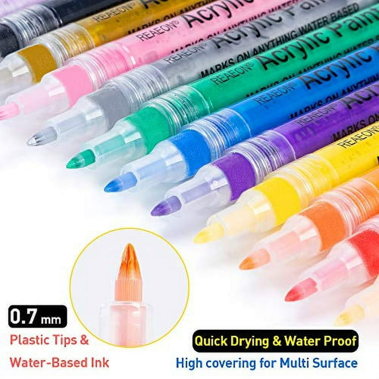Acrylic Paint Pens,18 Colors Acrylic Paint Markers Marker Pens Paint Pens  for DIY Craft Projects Waterproof Paint Art Marker for Rock Painting  Ceramic Glass Canvas Mug Wood Metal-0.7mm fine tip — emooqi
