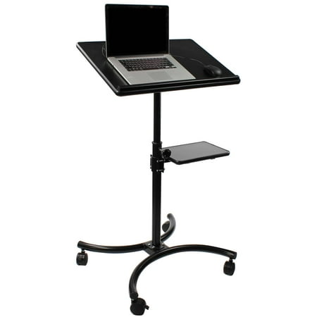 Height Adjule Matte Black Finish Laptop Stand 32 X 25 55 Inch Height Adjule Matte Black Finish Laptop Stand 32 X 25 55 Inch Shelf Tilting 28 18 Workspace Locking Casters Lw2818prj