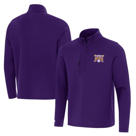 Men's Antigua Purple LSU Tigers 2025 NCAA Baseball Men's College World Series National Champions Insider Quarter-Zip Top