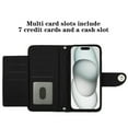 thumbnail image 2 of for iPhone 15 Wallet Case, Elegant Card Holder Cash Slot PU Leather Kickstand Wrist Strap Wallet Shockproof Protective Flip Women Girls Case Cover for iPhone 15, Black, 2 of 7