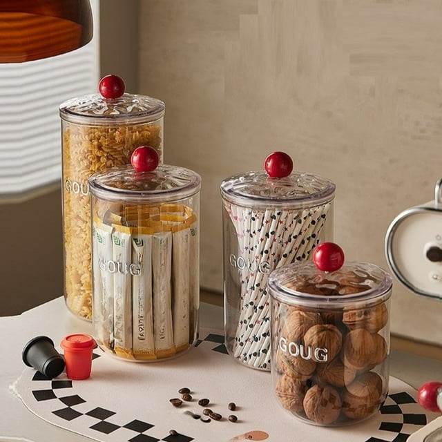 Fiudx Organizador de Cocina de Grado Alimenticio En Frascos Sellados, Tapa Hermética, Recipiente Transparente, Versátil para Cereales, Refrigerios y Café, Almacenamiento Seguro y Sin Olores, 12 X 12