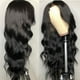 thumbnail image 3 of Peluca negra con raya al medio, cabello largo, ondulado y rizado, fibra química africana, seda que cubre toda la cabeza, 3 of 5