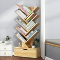 thumbnail image 3 of Mairbeon Modern Book Shelf Strong Bearing Capacity Space Saving with Drawer Book Storage 8-Tier Wooden Tree Bookshelf Living Room Decor, 3 of 10