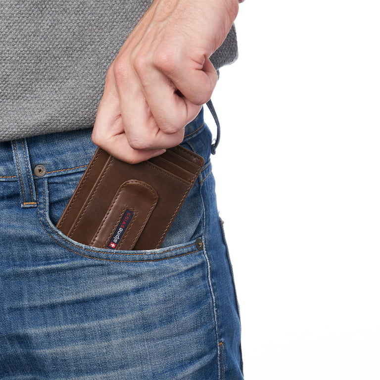 Alpine Swiss Dermot Mens RFID Safe Money Clip Front Pocket Wallet