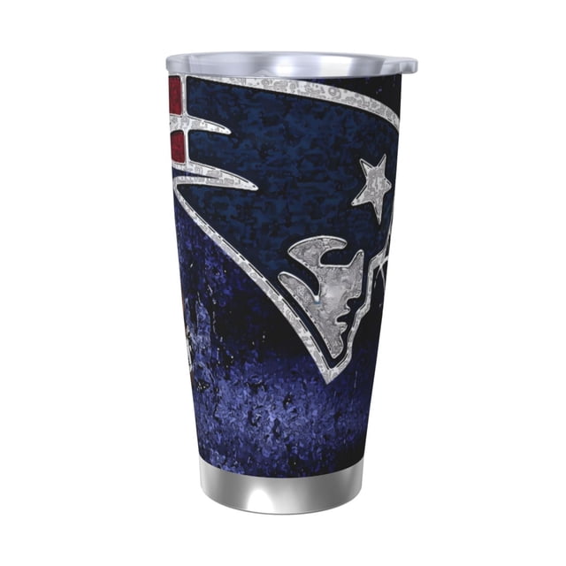 Taza térmica duradera de acero inoxidable 304 con tapa y pajita con temática del equipo de fútbol Patriots Taza térmica de acero inoxidable de 20 oz Taza para automóvil Adecuada para bebidas frías y