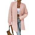 thumbnail image 3 of Hueook Corduroy Jacket Women Long-sleeved Striped Cardigan with Pockets Thick Knitted Sweater Coat Pink XL, 3 of 4