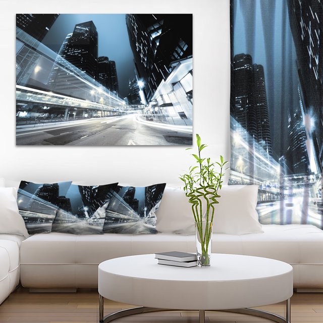 Night Traffic in Hong Kong - Cityscape Canvas Print