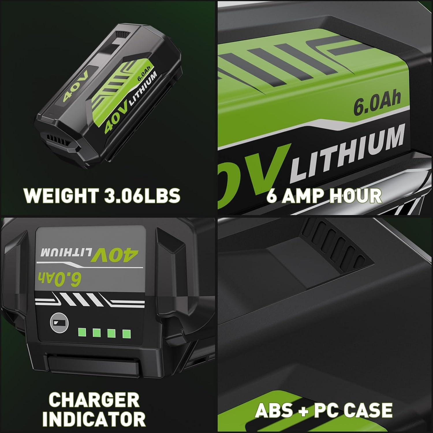2Pack 40v 6000mAh Replacement for Ryobi 40V Battery 6.0Ah Compatible with Ryobi 40 Volt Battery Lithium OP4026A OP4040 OP40201 OP4050A OP4015 OP40261 OP4030 OP40401 OP4060 Power Tools