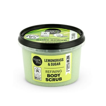 Organic Shop Lemongrass & Sugar, Refining & Exfoliating Body Scrub, 100% Vegan & Organic, Daily Exfoliant, Detox & Moisturizer, Body, Face, Hand & Foot, Intensive Care & Skin Toning. 250ml.