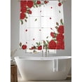 thumbnail image 6 of Red Roses Valentine's Day Semi Sheer Curtains 63 Inch Length 2 Panels Set, Spring Floral Farmhouse Sheer Kitchen Curtain Privacy Voile Window Curtain for Living Room Bedroom Rod Pocket Drapes, 6 of 7