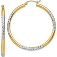 thumbnail image 1 of 14K Yellow & Rhodium And Diamond-Cut 3X45mm Hoop Earrings (45 X 3) Made In Peru tc832, 1 of 5