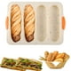 thumbnail image 1 of Molde de silicona antiadherente de 4 cavidades para pan de masa madre, baguettes y panecillos caseros (1 unidad, 34 x 23,8 x 2,5 cm, blanco) Rkxzt, 1 of 8
