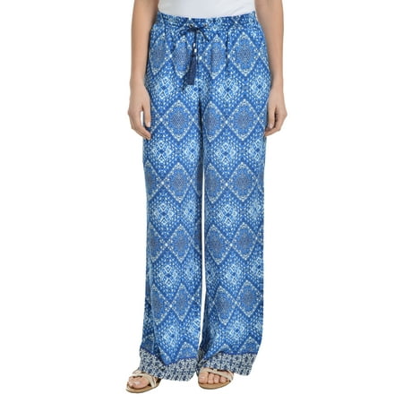 NY Collection - Petite Elastic Waist Tassel Tie Palazzo Pants - Walmart.com