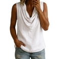 thumbnail image 2 of Holzkary Womens Summer Tank Tops Cowl Neck Blouse Sleeveless Layering Camisoles Crop Tops Solid Vest Flowy Shirts Solid Color Shirts Racerback Tops Summer Clothes Tunic Top Work Vests White M, 2 of 4