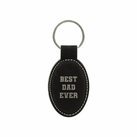 PrecisionNC Dad Gifts Best Dad Ever Engraved Keychain Key Tag Fathers Day Gift from Daughter Son (Black)