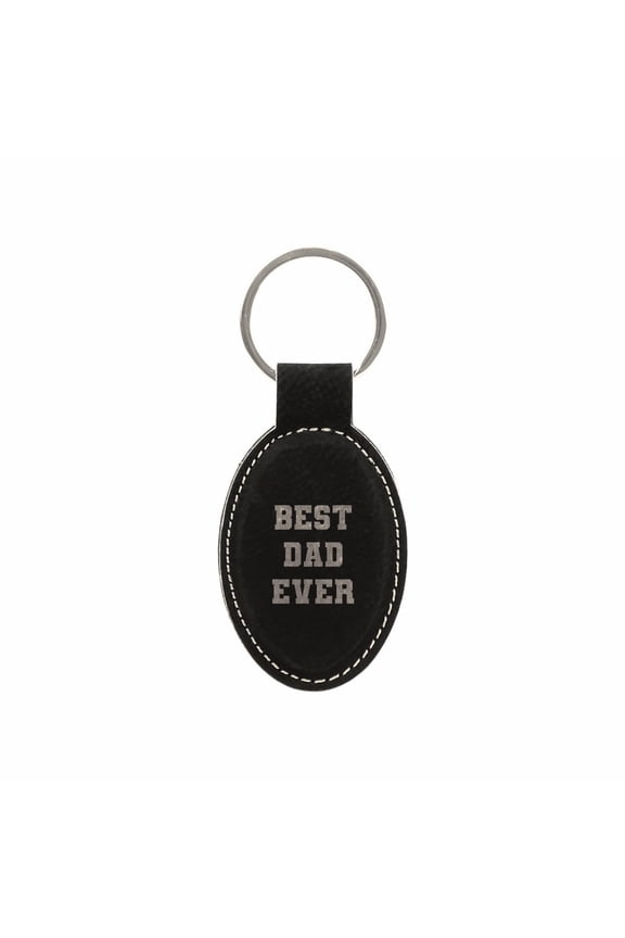 PrecisionNC Dad Gifts Best Dad Ever Engraved Keychain Key Tag Fathers Day Gift from Daughter Son (Black)