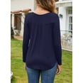 thumbnail image 4 of Fancyglim Plus Size Tunic Tops for Women Long Sleeve Henley Shirt Casual Loose Pleated Blouse with Buttons (Navy, 2XL), 4 of 9