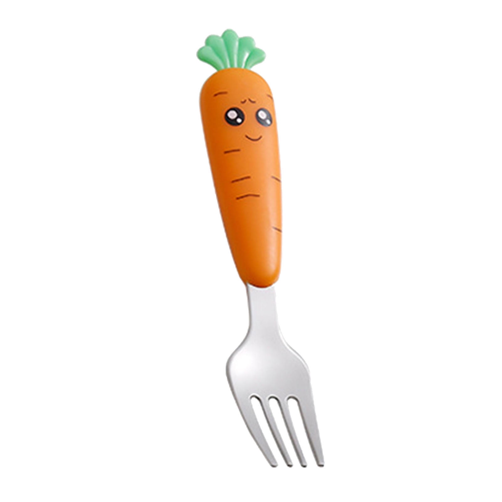 Children Cutlery Cartoon Fork Head Passivation Mirror Reflection Carrot