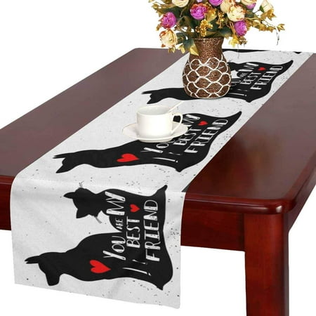 MKHERT Funny Cat and Dog Silhouette You are My Best Friend Table Runner Home Decor for Home Kitchen Dining Wedding Party 16x72