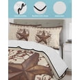 thumbnail image 3 of Quilt King Size Bedding Set, Texas Star Vintage Reversible Summer Quilt 3 Pieces, Brown Retro Art Red Berry Farmhouse Lightweight Bedspreads Coverlets with 2 Pillow Shams for All Seasons, 3 of 5