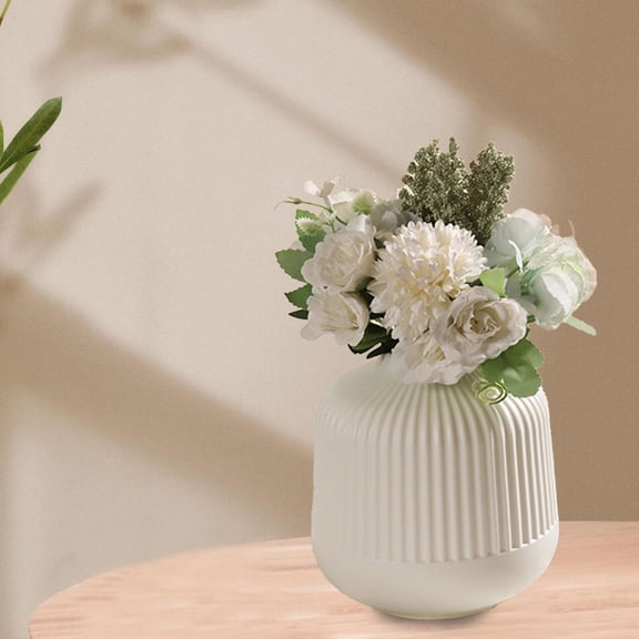 Imitation Porcelain Plastic Vase – Flower Pot Blue Red White 14x8.5cm • Unique Wavy Design • Durable Easy-Clean • Indoor Desktop Decor • Stable Base