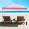 thumbnail image 5 of Gymax 10 X 10 FT Pop up Canopy Tent w/ 1 Sidewall Wheeled Bag 8 Stakes & 4 Wind Ropes Pink, 5 of 10