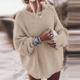 thumbnail image 2 of Retro Female Sweater Tops Women Loose Plus Size Round Neck Pullover Solid Color Knit Sweater, 2 of 5